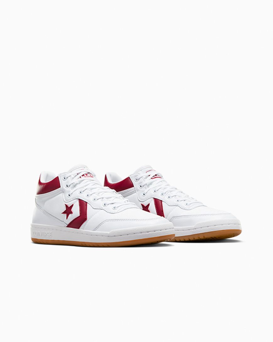 Tenis Skate Converse CONS Fastbreak Pro Couro Masculino Branco Vermelhas Branco | PT G07138T